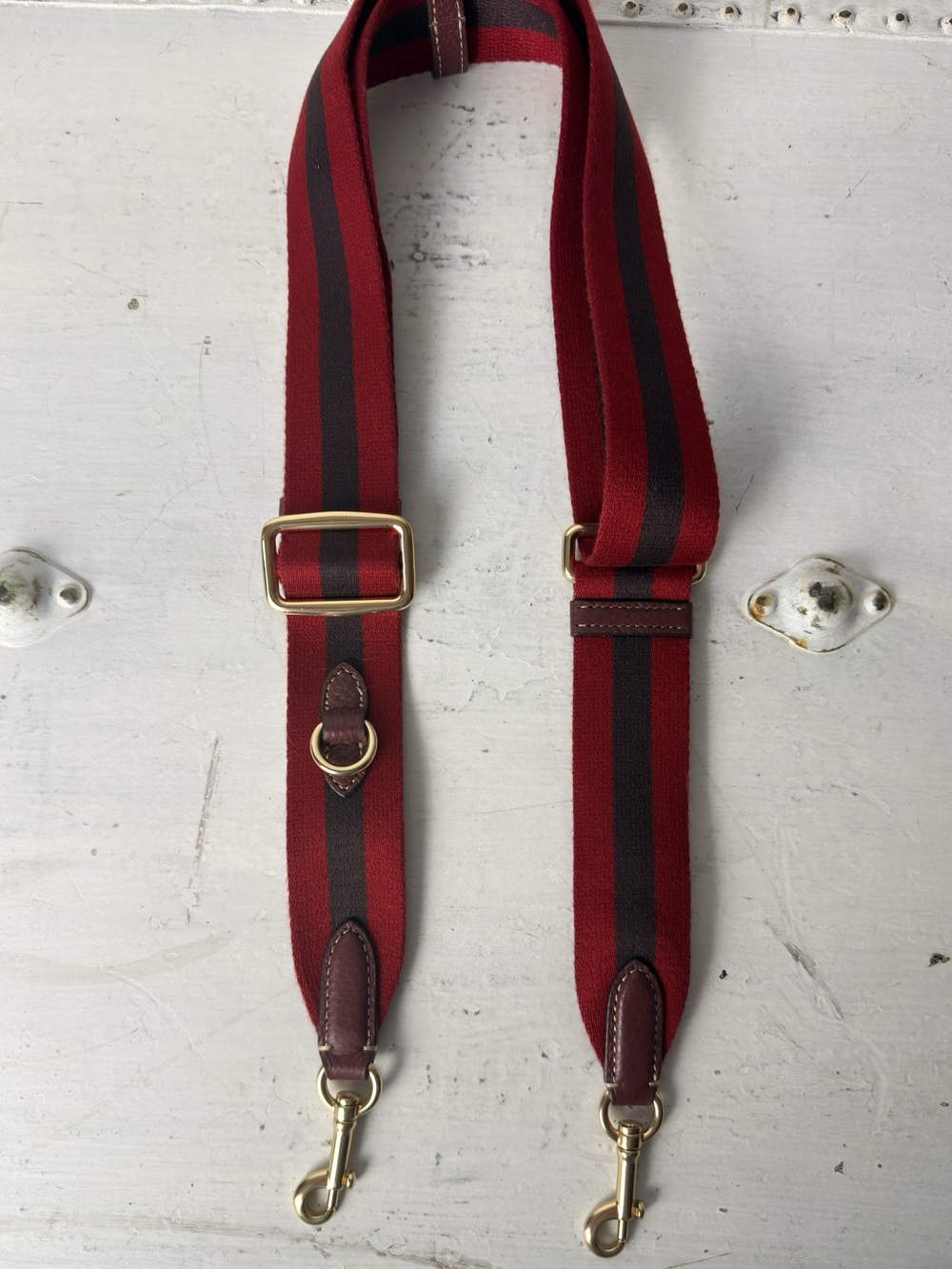Coach Guitar Webbing Replacement Bag Strap Red Navy Leather Adjustable